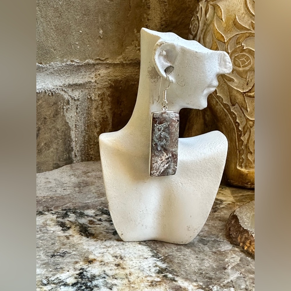 Silver Mexican Laguna Stone Earrings